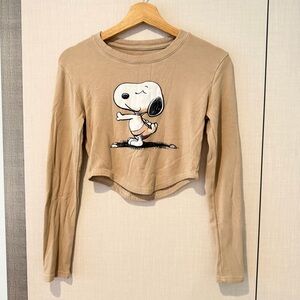 Snoopy Graphic Tan Crop Top